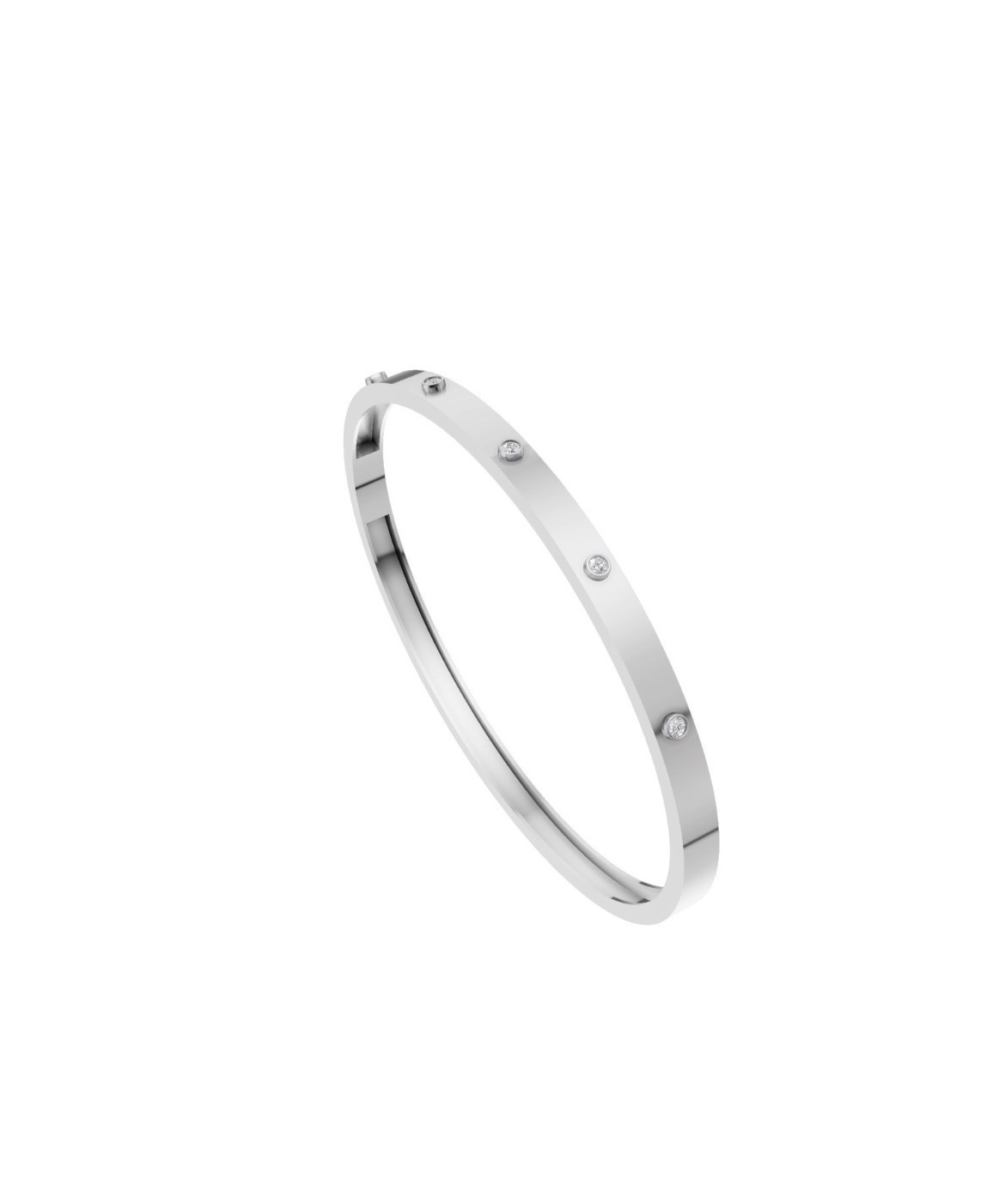 Bracelete Articulado com Diamantes (Ouro Branco)