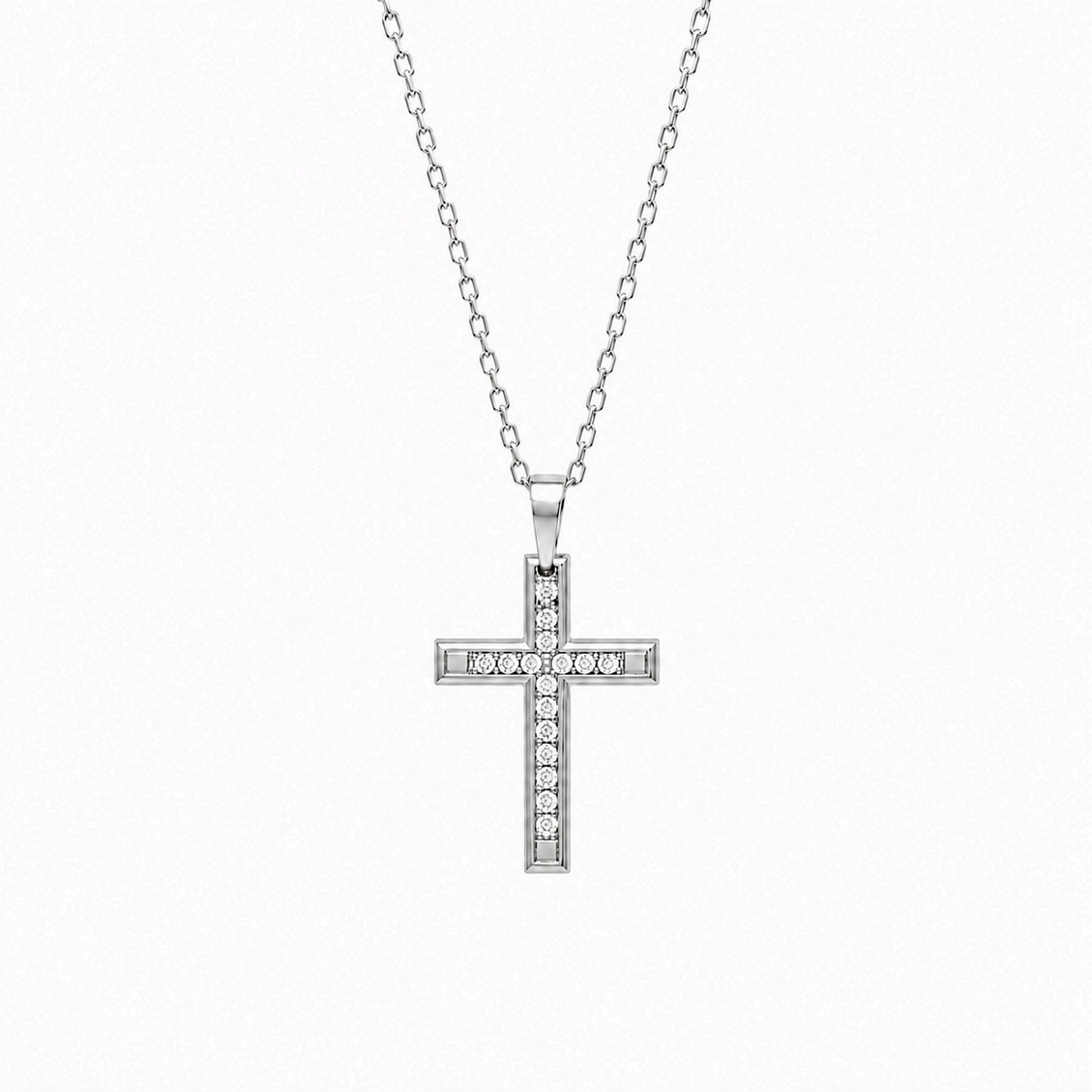 Pingente Cruz com Diamantes Brancos