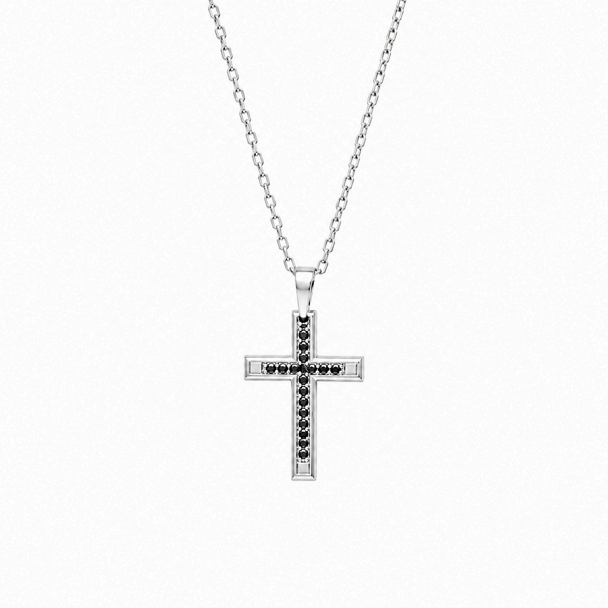 Pingente Cruz com Diamantes Negros
